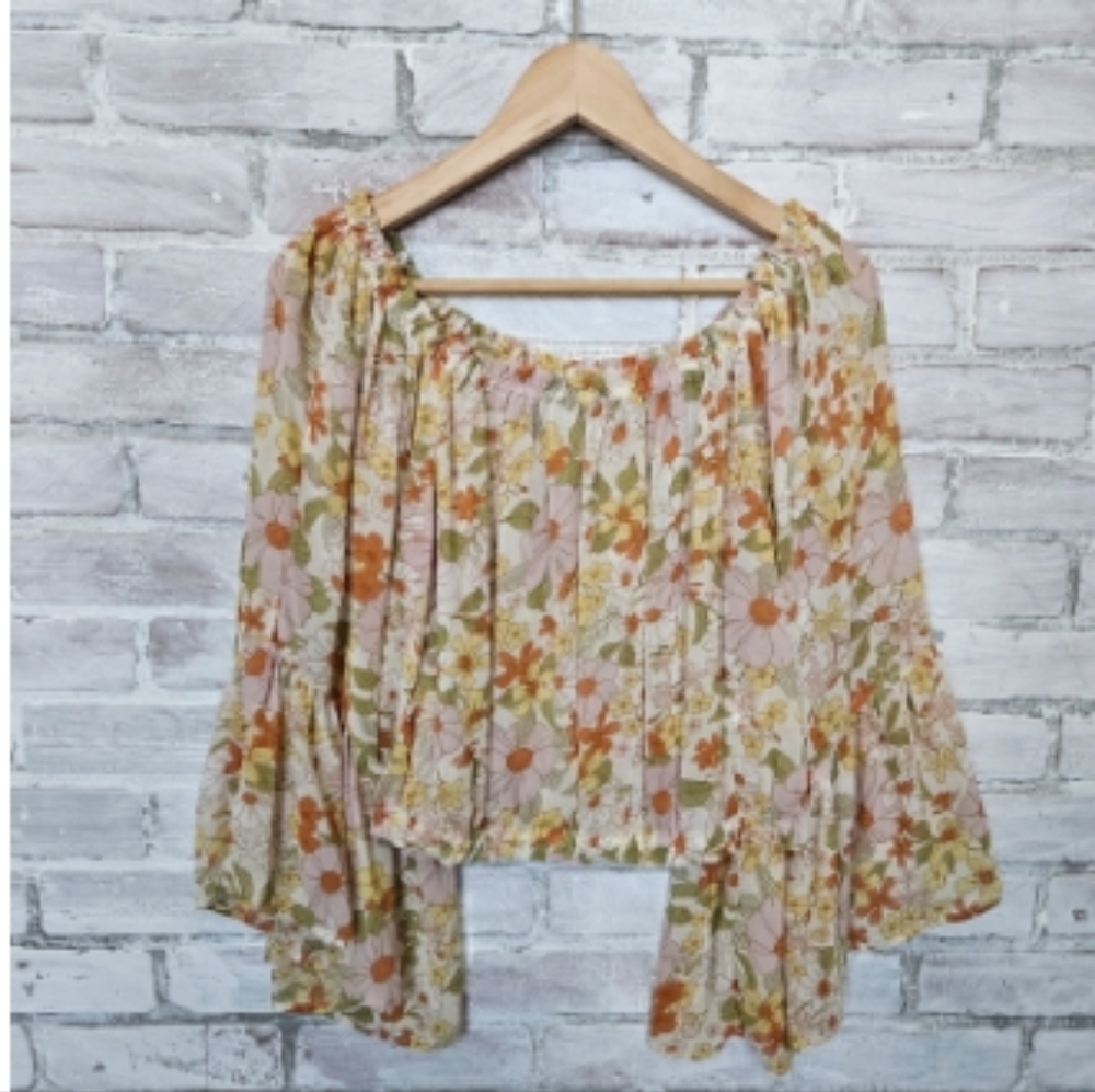 HYFVE Floral Off-Shoulder Crop Top